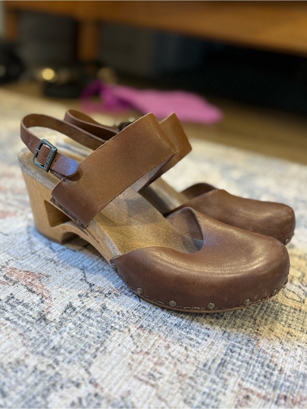 Dansko Brown Leather Mary Jane Clogs – Size 38